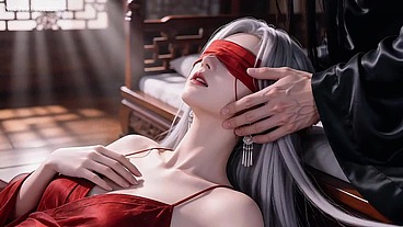 The beautiful woman with white hair and red eye mask might be the ideal beauty you have imagined in your heart, Episode Two AI-generated