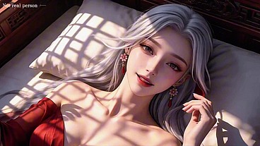 The beautiful woman with white hair and red eye mask might be the ideal beauty you have imagined in your heart, Episode Two AI-generated