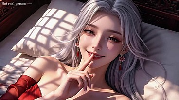 The beautiful woman with white hair and red eye mask might be the ideal beauty you have imagined in your heart, Episode Two AI-generated