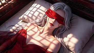 The beautiful woman with white hair and red eye mask might be the ideal beauty you have imagined in your heart, Episode Two AI-generated