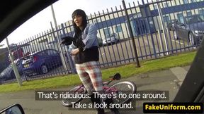 Busty brit bird doggystyled in public by cop