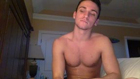 College Guy Strokes Lying in Bed