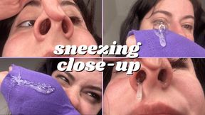 Sneezing Close Up with Snot and Nose Picking