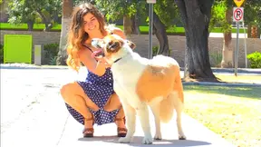 Curvy Brunette in Polka Dot Dress Teases & Shows Off Her Sexy Body