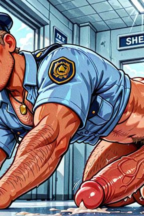 New Recruit Police Hunks Posing Naked Art Set
