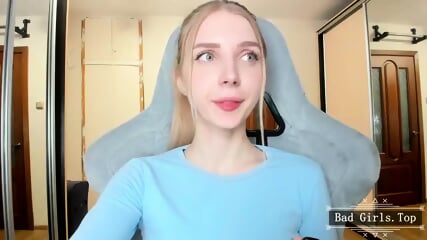 Super cute petite skinny blonde teen solo on cam