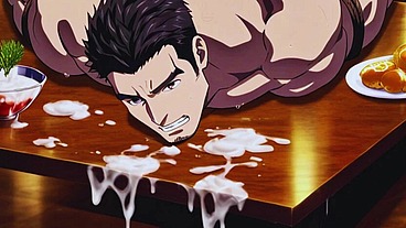 Hot Gay Sex with Waiters in Public During Dinner. Hard Cock in the Ass and Cum on the Customers' Food.
