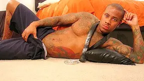 Tattooed Stud JERKS OFF His Chiseled Body — Steamy Mature Gay Action