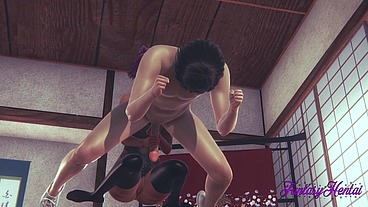 Bleach Hentai - Yoruichi jerks off submissive - Japanese manga anime porn