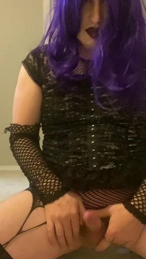 Goth sissy swallows entire load   Clip 1