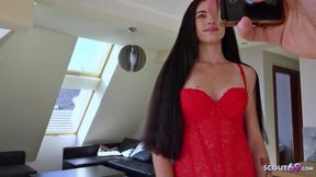 GERMAN SCOUT - Skinny Tall Teen Lana Lenani with long legs and Hair at Casting Fuck
