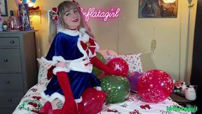 Festive Sailor Moon Rides And Plays With Christmas Balloons - Balloons Non-pop - Ass Fetish - Thigh High Stockings - Pantyhose - Cosplay - Inflatagirl