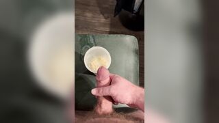 Yam-sized Dicked Bodybuilder Ejaculates Numerous Times Into His Protein Jiggle