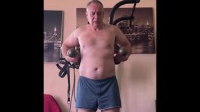Mature Man Masturbating After Workout
