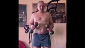 Mature Man Masturbating After Workout