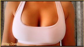 Slow-motion tit bouncing orgy ensues as wife's massive globes get mercilessly vibrated