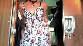Tattooed Teen`s Outdoor Public Blowjob: Small Tits & Daring Tattoos