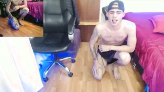 Latino Twink in Leather Miniskirt Gets Risky Workout Handjob