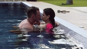 Canela Skin pleasures her cocky lover by the pool