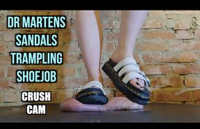 Savage Dr Martens Sandals Torment - Crushing your PATHETIC manhood Flat as a Pancake & Extracting your Cum under Heavy Platform Slides **CRUSH CAM**