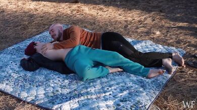 Hairy Pussy Hand Job With Big Natural Boobs Amateur Couple Sensual Outdoors At Sunrise