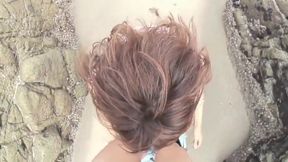 Lusty Asian MILF Blows Beach Tanning Partner&#039;s Boner, Gets Jizz On Face