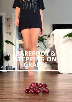 Barefoot and stepping on grapes