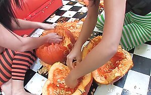 Pumpkins and lesbian sex with Jayden and Kristina