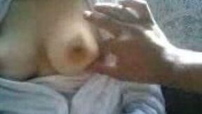 My gorgeous amateur girlfriend shoing her boobies on cam