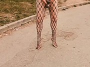 Body stocking and naked in public