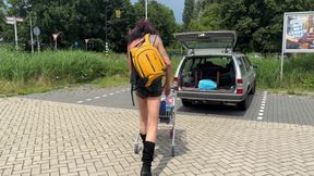 Trans Mistress Naomiperv Has a Dildo in Her Ass Outdoors