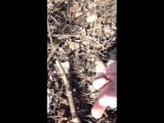Touching and tasting own cum from the ground public