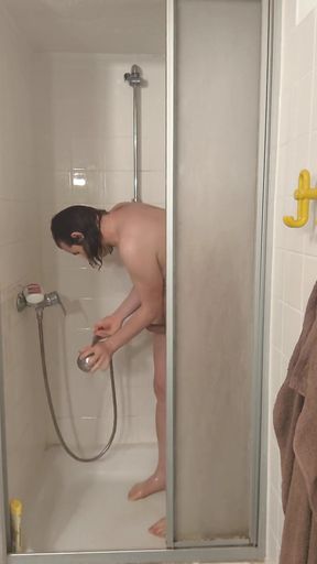 Showering and Masturbating Until Orgasm