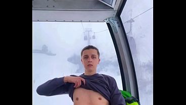 Twink Masturbates in Ski Gondola