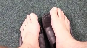 Bare feet after workout and spit