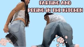 Farting and peeing in the kitchen