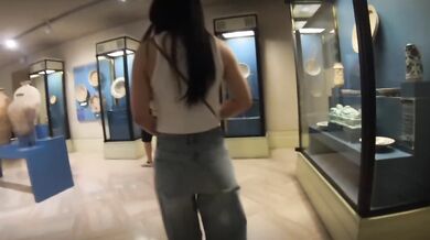 Asian bitch gets railed in museum public fuck danger