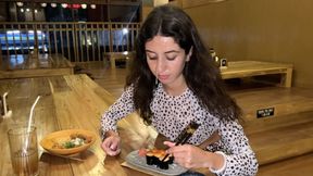 I Cum On A Girls Face In Public Sushi Bar And She Eats Rolls With Cum On Her Face - Cumwalk - Katty West