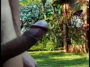 Skinny little shemale whore loves to suck big fat cock outdoor