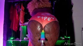 popeye s cashier turn pornstar - ebony slut riding fuck machine