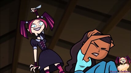 scary girl nutshot LAUREN ballbuster TOTAL DRAMA ballbusting anime kick in the balls