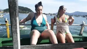 Latin MILF Paty Butt and her stepcousin Agatha Ludovino get busy on a boat