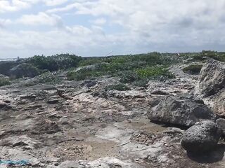 Risky masturbation on a beach, my tits are shaking hot