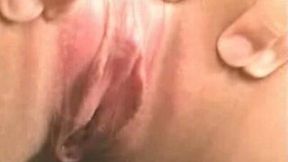 Naughty girlfriend shows off her long beef curtains on close up video