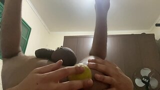 Playing with big orange insertion in my crossdresser asshole and long toenails #anal #insertions