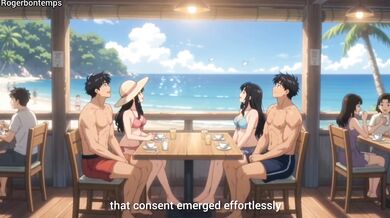 Amateur Swingers Cartoon Hentai Foursome Hotel Beach Party Gushing