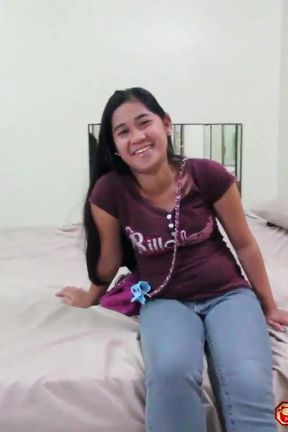 Tight Pinay pussy pumped full of leaking man jizz