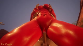 Red She-hulk having fun with a captured prisoner Wild Life