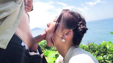 Beautiful Japanese girl deepthroat blowjob her cheating husband