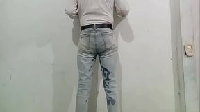 Delicious jerk off after peeing my pants with my cloth diaper